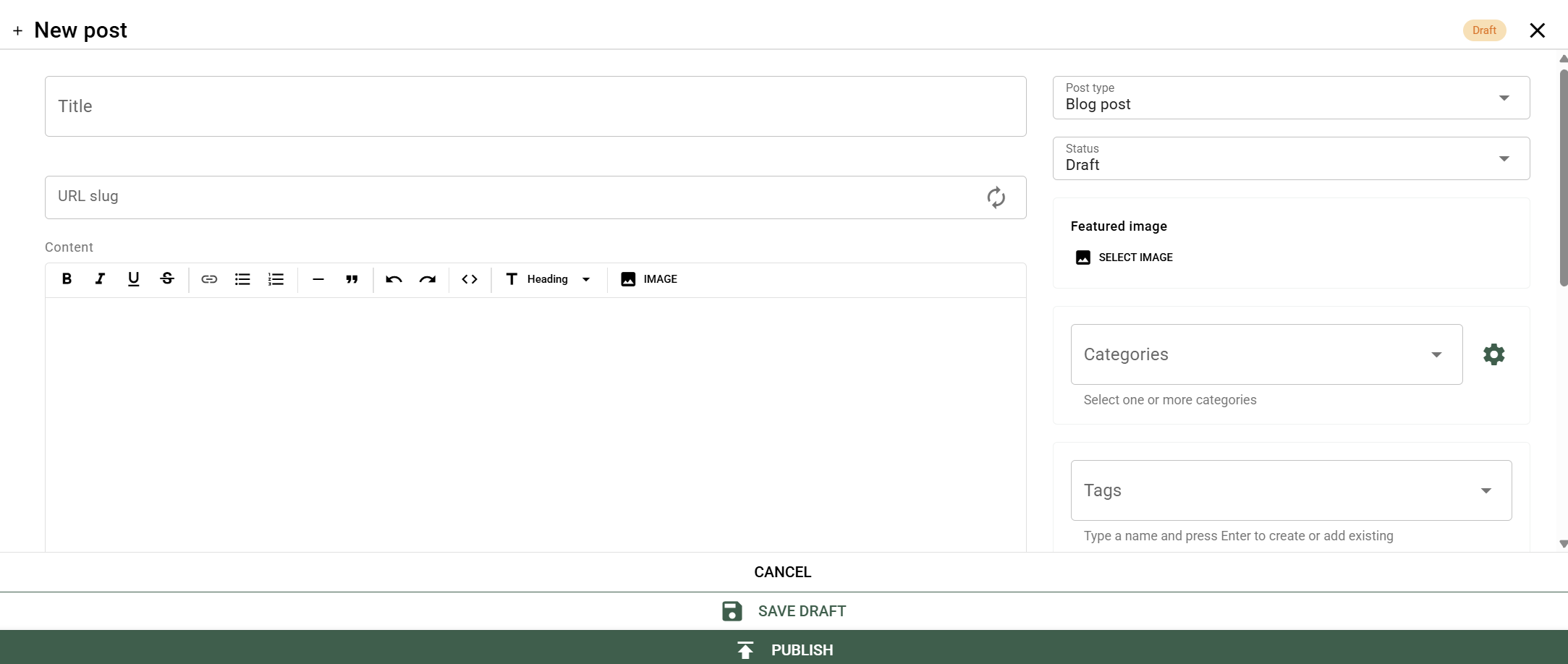The new post form