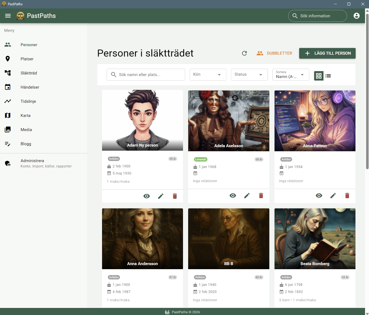PastPaths - släktforskningsapp