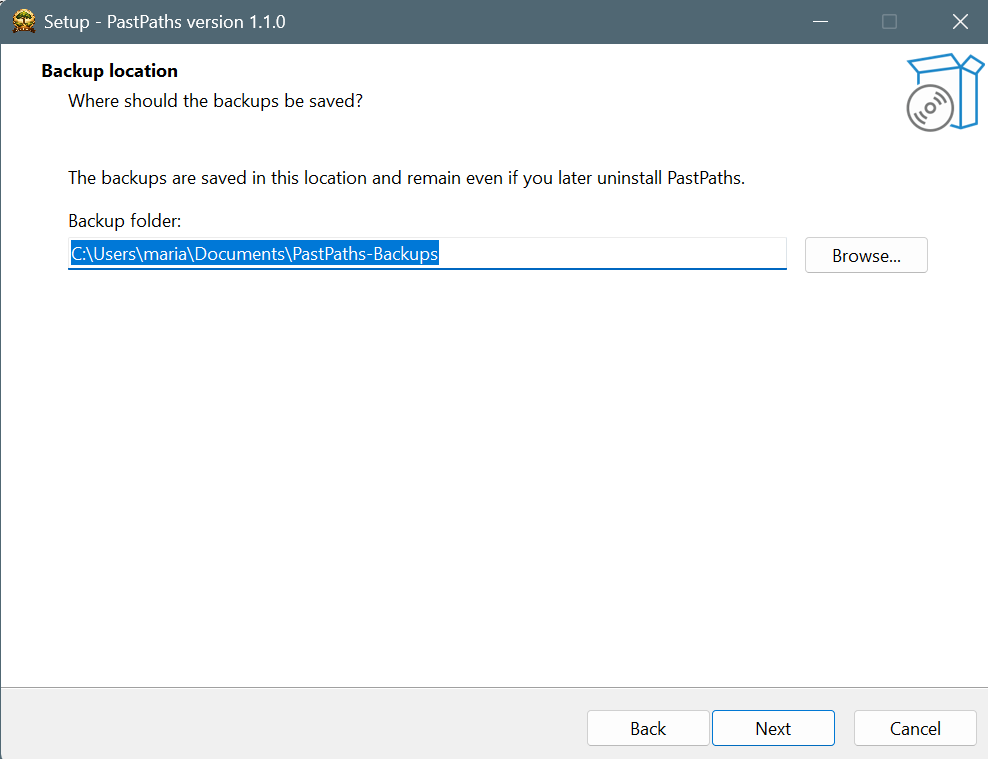 Choosing a location for backups