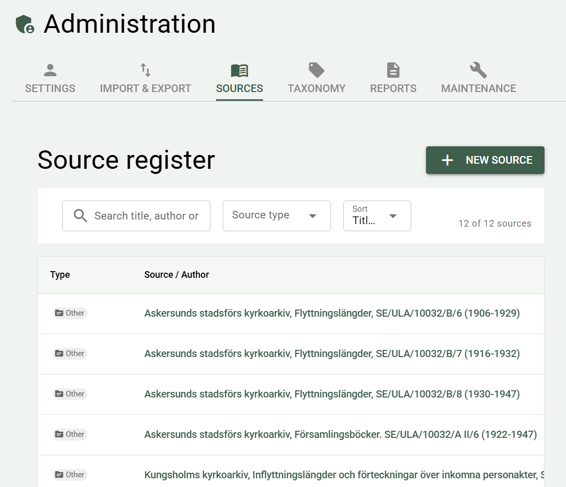 Source list