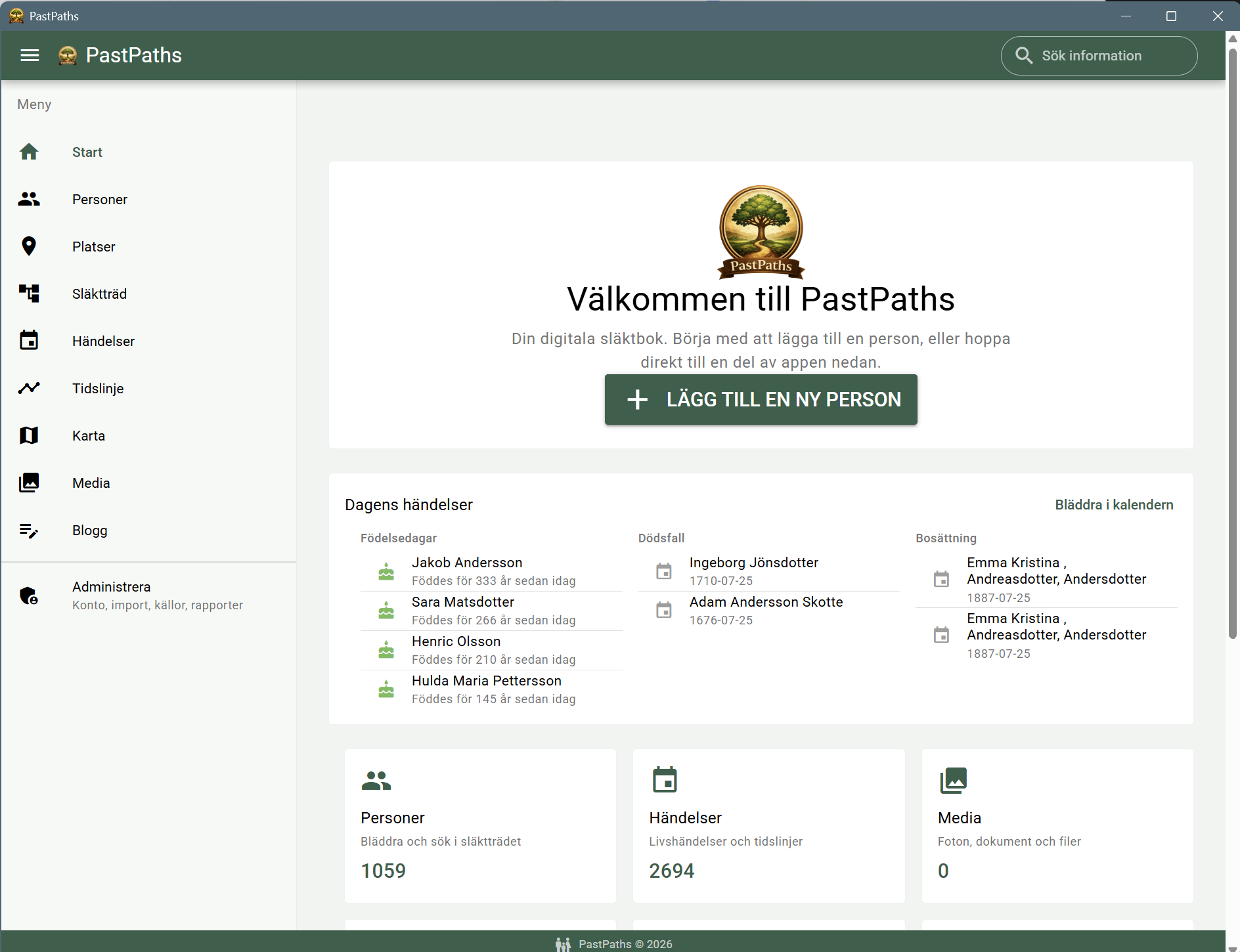 PastPaths - släktforskningsapp