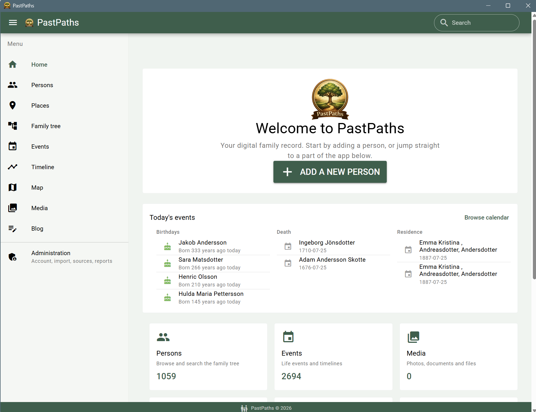 PastPaths - genealogy app